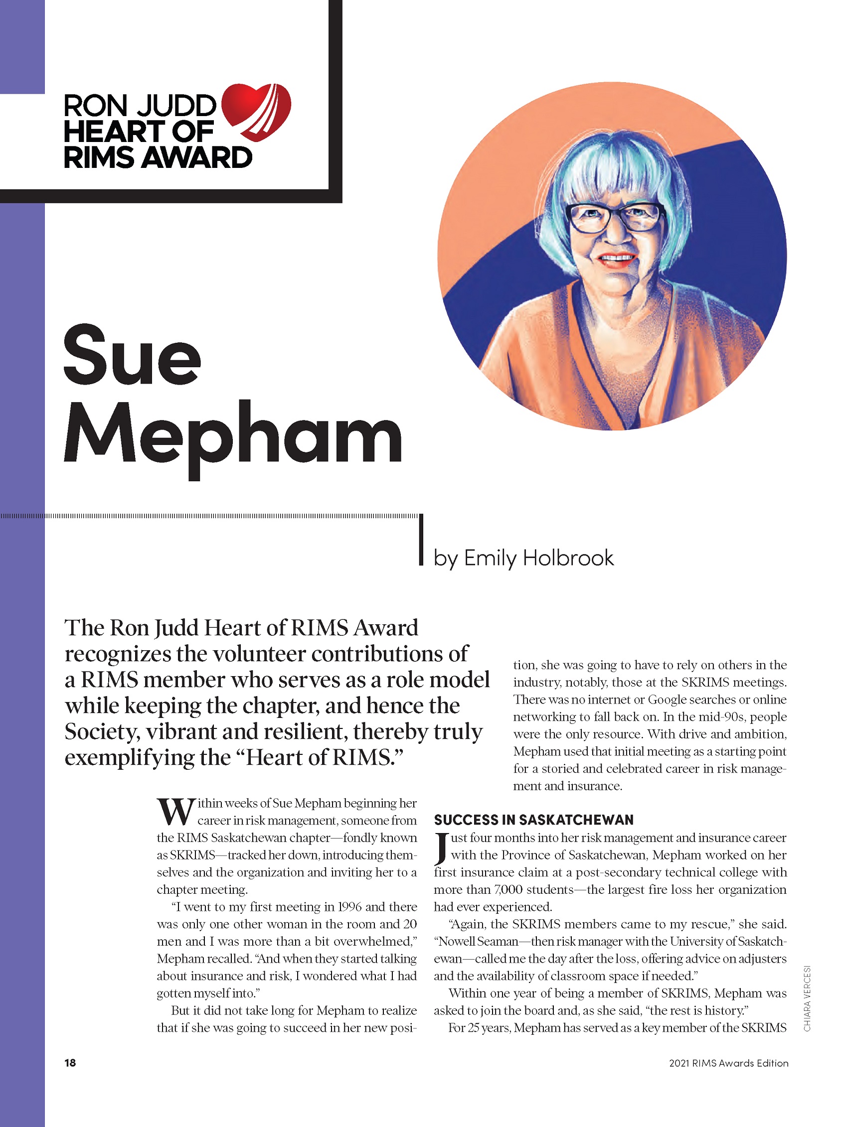 Chiara Vercesi Risk Management portrait illustration of Sue Mepham